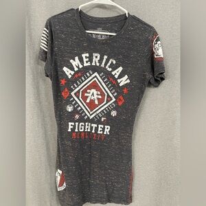 American Fighter Distressed Black and Gray Tee